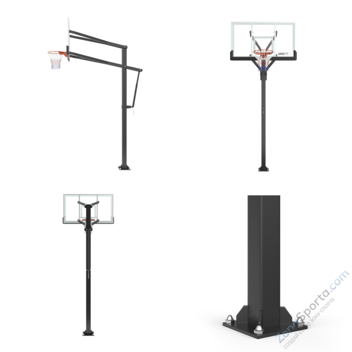 Баскетбольная стойка стационарная Unix Line B-Stand-TG PRO 72x42 R45 H230-305 см