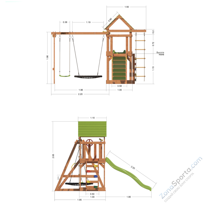Детский игровой комплекс Unix Kids (6 in 1) Light Green