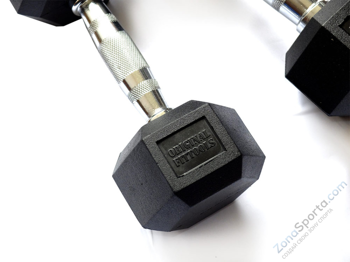 Гантель 47,5 кг гексагональная Original FitTools FFT-HEX-47,5