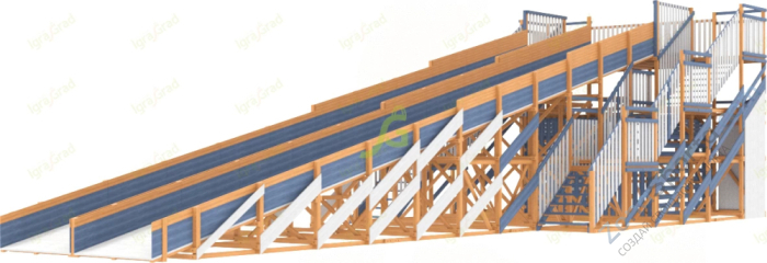 Зимняя деревянная горка IgraGrad Snow Fox скат 18 м мод.2